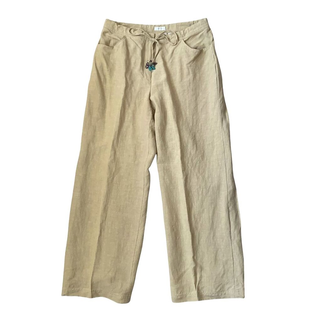 Liz Claiborne Silk Linen Blend Wide Leg Pants Women’s Size 8 Beige